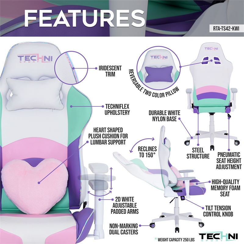 Techni Sport Polyurethane Fabric TS-42 Office-PC Gaming Chair in Kawaii