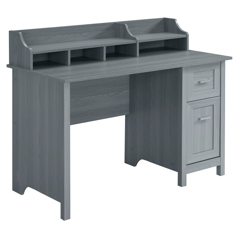 Techni Mobili Classic Engineered Wood Office Computer Desk with Hutch in Gray