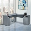 Techni Mobili Engineered Wood L-Shaped Computer Desk with Storage in Gray