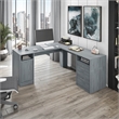 Techni Mobili Engineered Wood L-Shaped Computer Desk with Storage in Gray