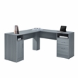 Techni Mobili Engineered Wood L-Shaped Computer Desk with Storage in Gray