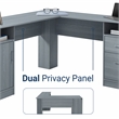 Techni Mobili Engineered Wood L-Shaped Computer Desk with Storage in Gray