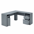 Techni Mobili Engineered Wood L-Shaped Computer Desk with Storage in Gray