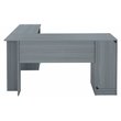 Techni Mobili Engineered Wood L-Shaped Computer Desk with Storage in Gray
