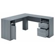 Techni Mobili Engineered Wood L-Shaped Computer Desk with Storage in Gray