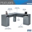 Techni Mobili Engineered Wood L-Shaped Computer Desk with Storage in Gray