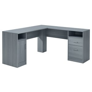 Techni Mobili Engineered Wood L-Shaped Computer Desk with Storage in Gray