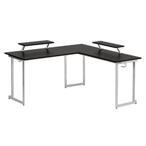Techni Sport Warrior Engineered Wood L-Shaped Gaming Desk in Black