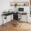 Techni Sport Warrior Engineered Wood L-Shaped Gaming Desk in Black