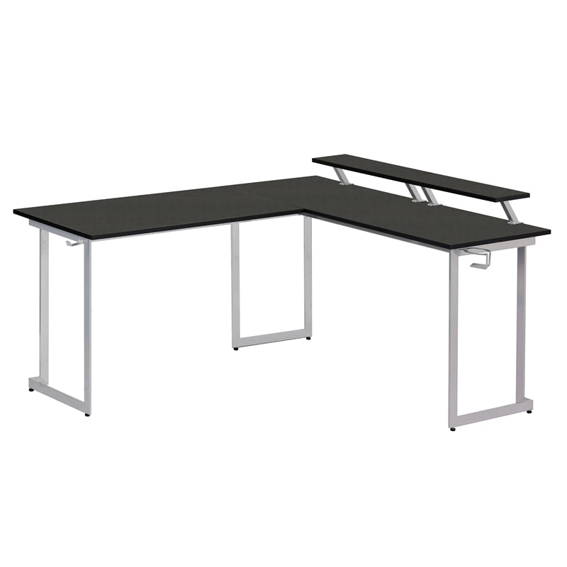 Techni Sport Warrior Engineered Wood L-Shaped Gaming Desk in Black