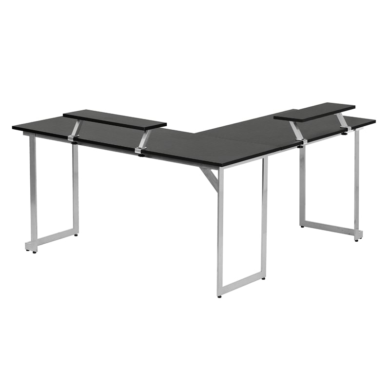 Techni Sport Warrior Engineered Wood L-Shaped Gaming Desk in Black