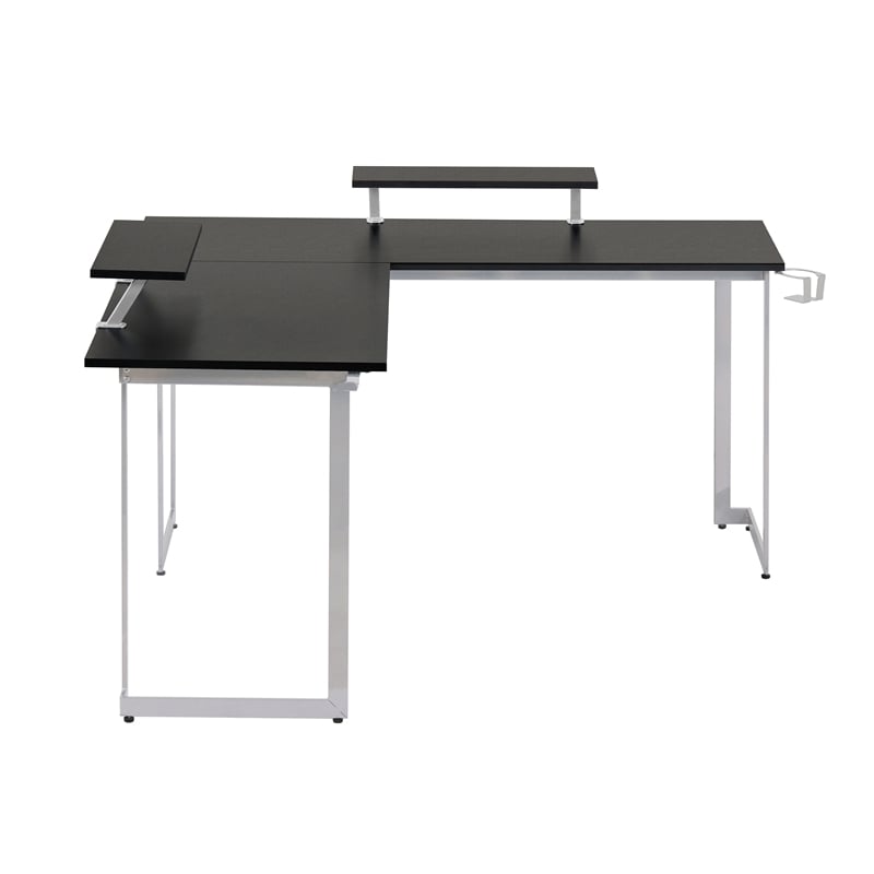 Techni Sport Warrior Engineered Wood L-Shaped Gaming Desk in Black