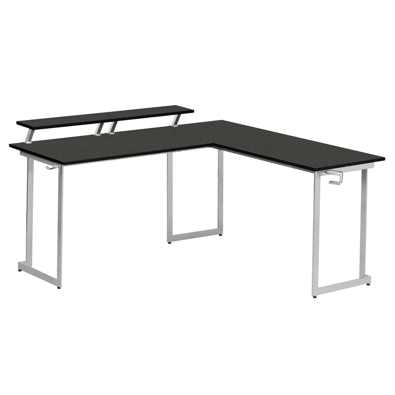 Techni Sport Warrior Engineered Wood L-Shaped Gaming Desk in Black