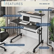 Techni Mobili Engineered Wood Adjustable Desktop/Shelves Writing Desk - Black