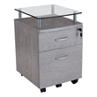 Techni Mobili Engineered Wood Frame Rolling File Cabinet with Glass Top - Gray