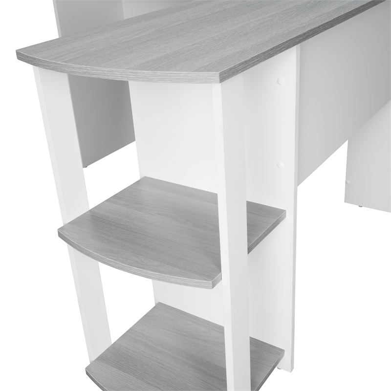 Techni Mobili Modern Engineered Wood L-Shaped Computer Desk with Shelves in Gray