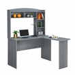 Techni Mobili Modern Engineered Wood L-Shaped Computer Desk with Hutch in Gray