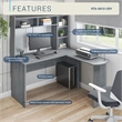 Techni Mobili Modern Engineered Wood L-Shaped Computer Desk with Hutch in Gray