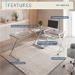 Techni Mobili Modern Reversible L Shaped Clear Glass Top Computer Desk