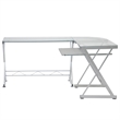 Techni Mobili Modern Reversible L Shaped Clear Glass Top Computer Desk