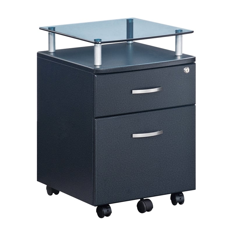 Techni Mobili Seguro 2 Drawer Wood Mobile Filing Cabinet in Graphite
