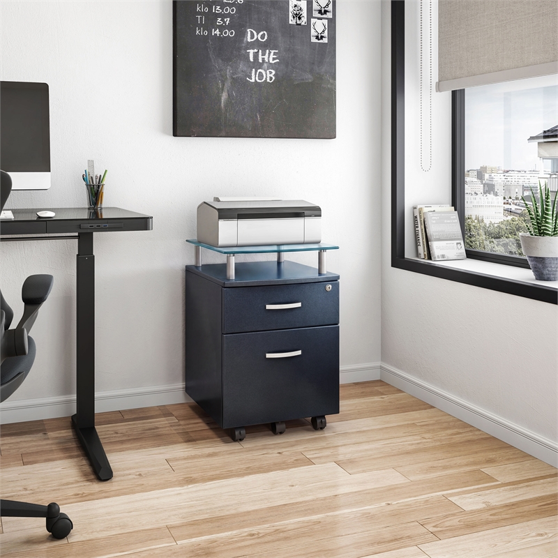 Techni Mobili Seguro 2 Drawer Wood Mobile Filing Cabinet in Graphite