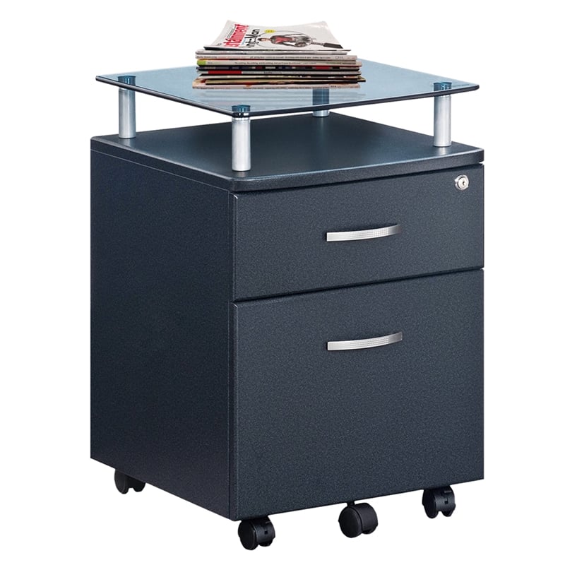 Techni Mobili Seguro 2 Drawer Wood Mobile Filing Cabinet in Graphite