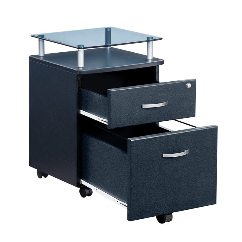 Techni Mobili Seguro 2 Drawer Wood Mobile Filing Cabinet in Graphite