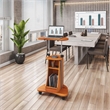 Techni Mobili Cadmus Sit-to-Stand Rolling Laptop Cart with Storage in Wood Grain