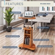 Techni Mobili Cadmus Sit-to-Stand Rolling Laptop Cart with Storage in Wood Grain