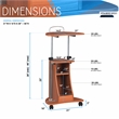 Techni Mobili Cadmus Sit-to-Stand Rolling Laptop Cart with Storage in Wood Grain