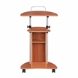 Techni Mobili Cadmus Sit-to-Stand Rolling Laptop Cart with Storage in Wood Grain