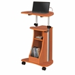 Techni Mobili Cadmus Sit-to-Stand Rolling Laptop Cart with Storage in Wood Grain