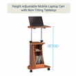 Techni Mobili Cadmus Sit-to-Stand Rolling Laptop Cart with Storage in Wood Grain