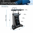 Techni Mobili Cadmus Sit-to-Stand Rolling Laptop Cart with Storage in Graphite