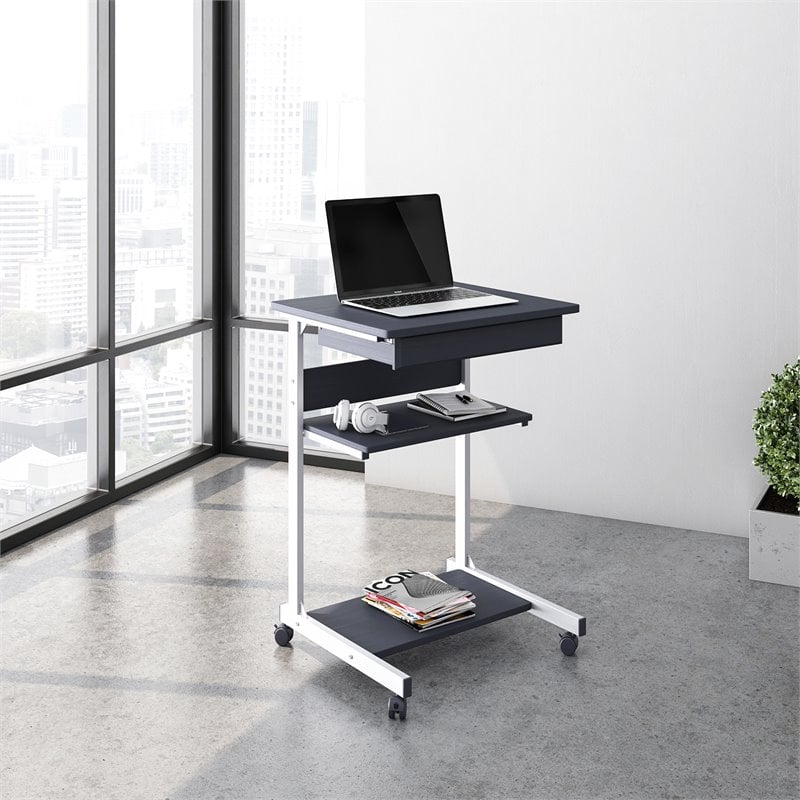   storage in the dorm or home, this desk features a single drawer and