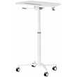 Techni Mobili Wooden Sit to Stand Tiltable Mobile Laptop Stand in White