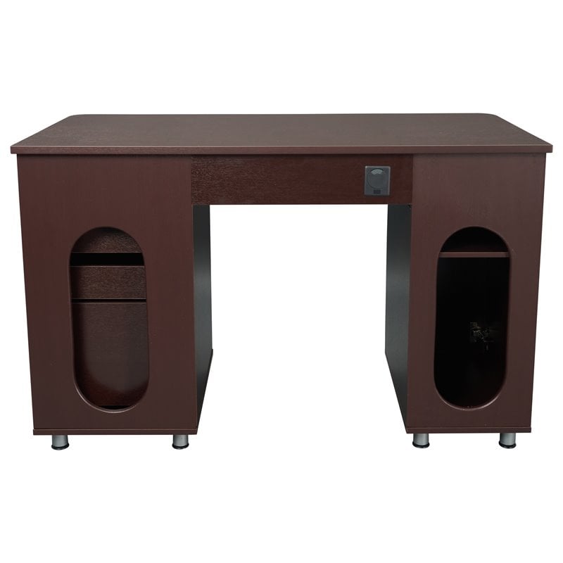 Techni Mobili Engineered Wood Computer Desk w/CPU Stand Compartment in Chocolate
