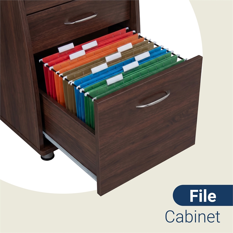 Techni Mobili Engineered Wood Computer Desk w/CPU Stand Compartment in Chocolate