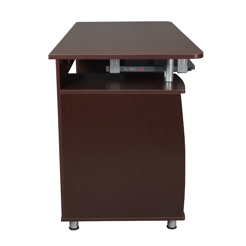 Techni Mobili Engineered Wood Computer Desk w/CPU Stand Compartment in Chocolate