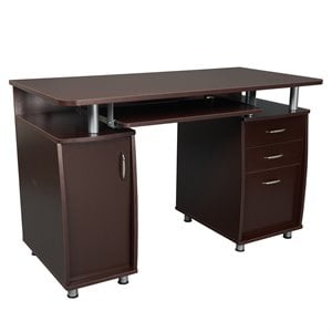 Techni Mobili Engineered Wood Computer Desk w/CPU Stand Compartment in Chocolate