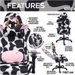 Techni Mobili Sport TS85 COW Print Fabric LUXX Series Gaming Chair Black/White