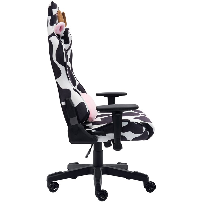 Techni Mobili Sport TS85 COW Print Fabric LUXX Series Gaming Chair Black/White