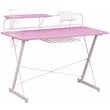 Techni Sport TS-200 Carbon Computer Gaming Desk with Shelves - Pink/White