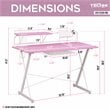 Techni Sport TS-200 Carbon Computer Gaming Desk with Shelves - Pink/White