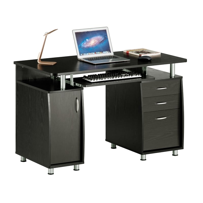 Techni Mobili Engineered Wood Computer Desk with Storage in Espresso