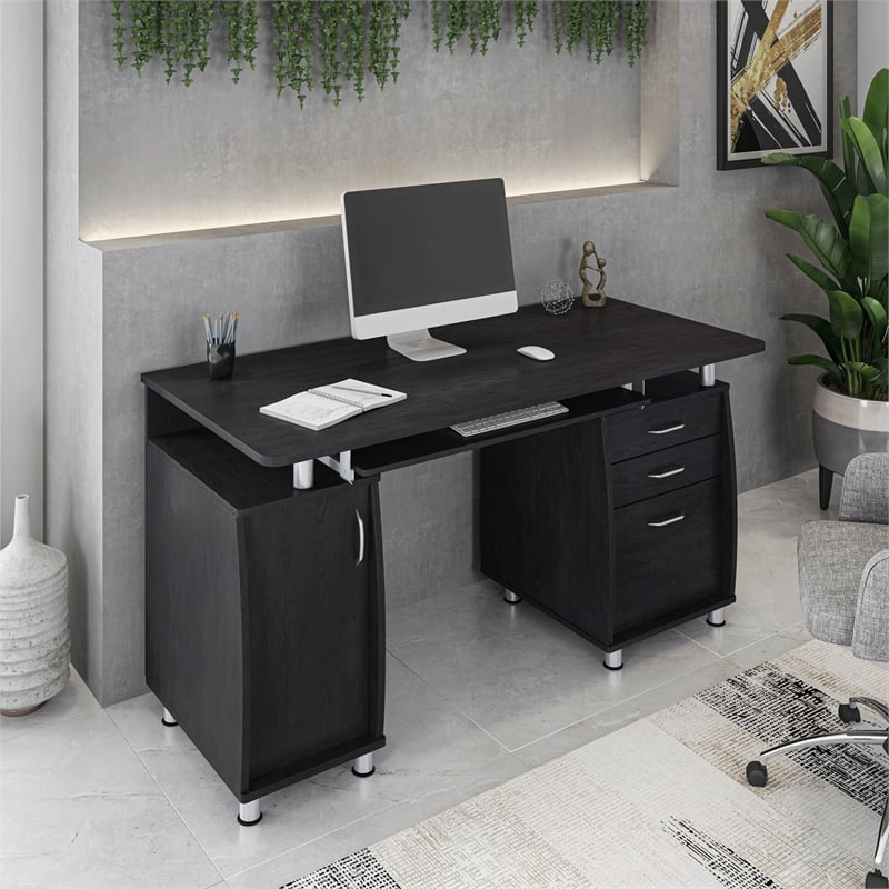 Techni Mobili Engineered Wood Computer Desk with Storage in Espresso