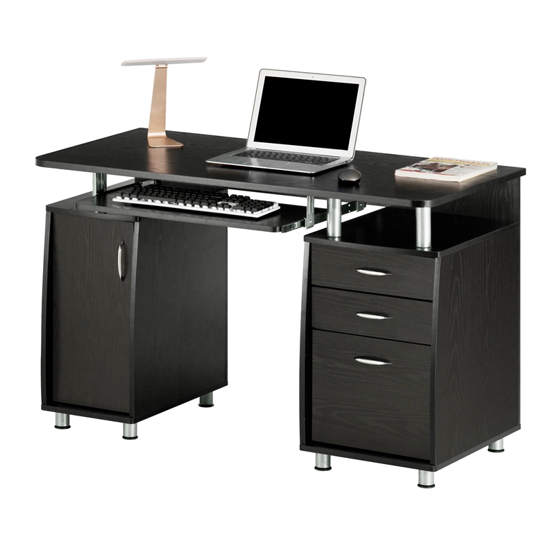 Techni Mobili Engineered Wood Computer Desk with Storage in Espresso