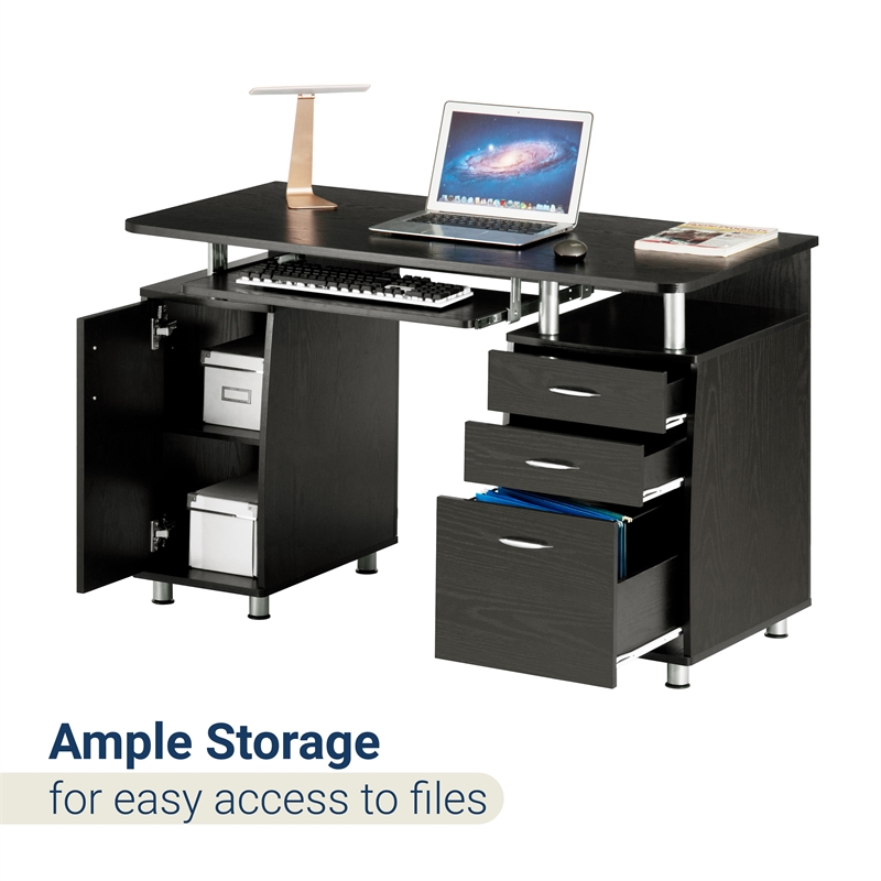 Techni Mobili Engineered Wood Computer Desk with Storage in Espresso
