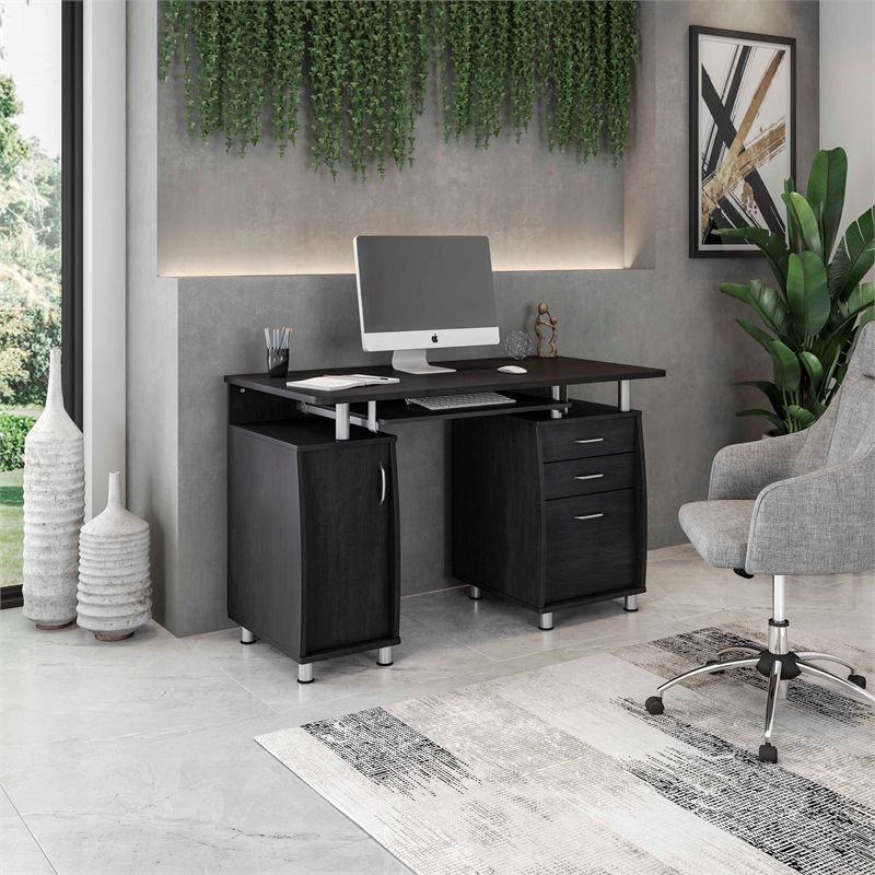 Techni Mobili Engineered Wood Computer Desk with Storage in Espresso